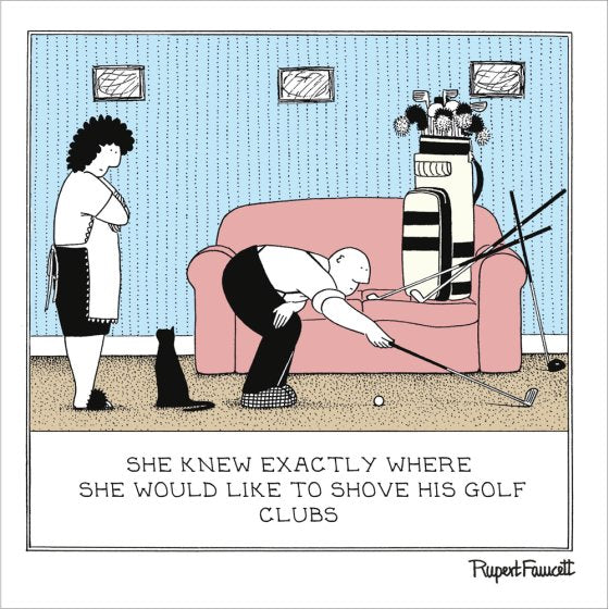 Golf clubs - Fred by Rupert Fawcett funny card