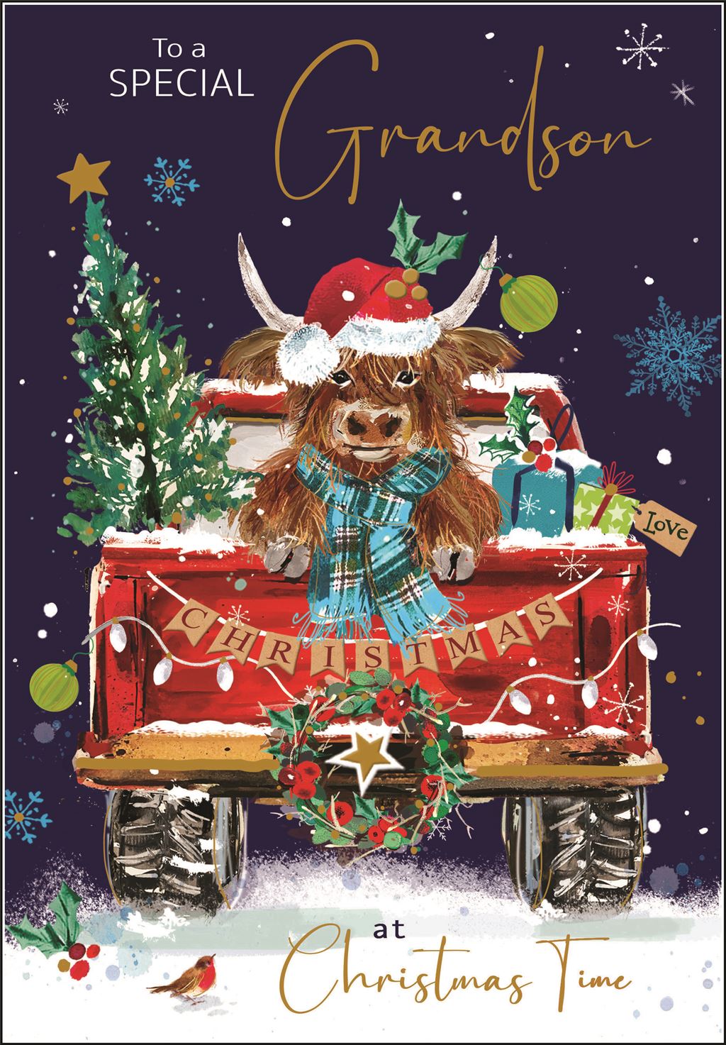 Grandson (highland cow) - Christmas Card