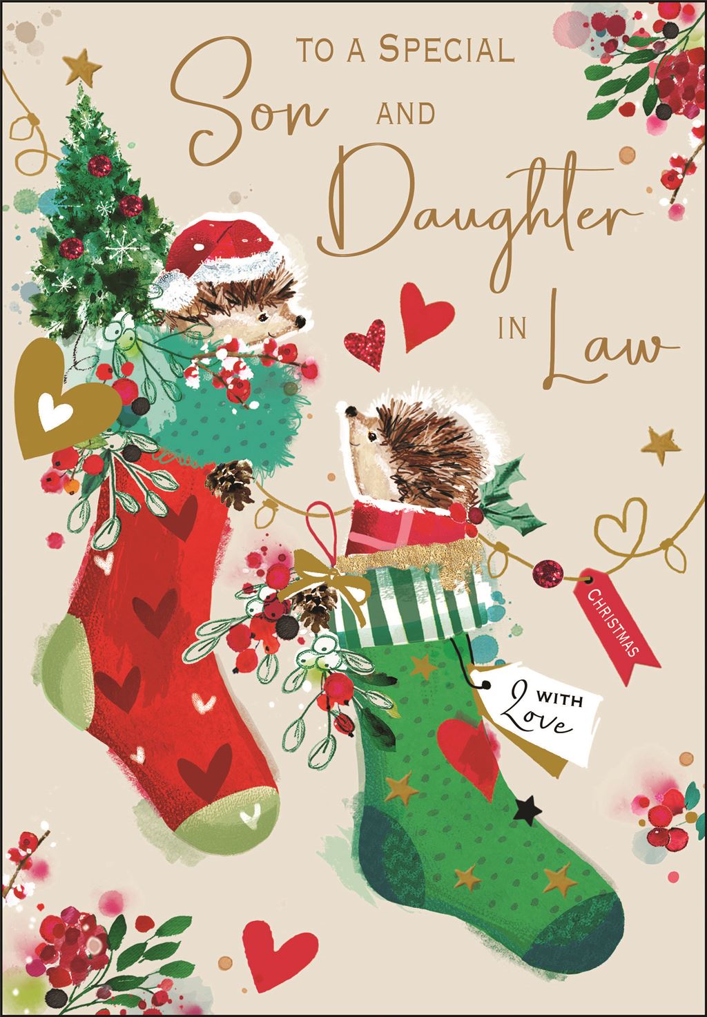 Son & Daughter in Law (hedgehogs) - Christmas Card