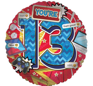 You're 13 (blue) - Helium Filled Balloon
