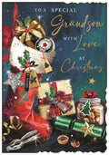 Grandson (stocking) - Christmas Card