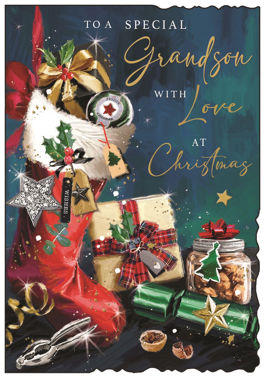Grandson (stocking) - Christmas Card