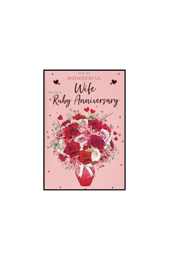 Wonderful Wife on our Ruby Anniversary card