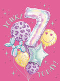 7th birthday card pink