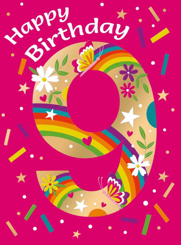 9th Pink Birthday - 9th Birthday Card