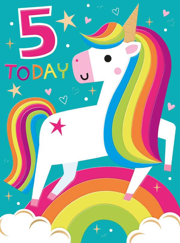 Unicorn 5th Birthday card