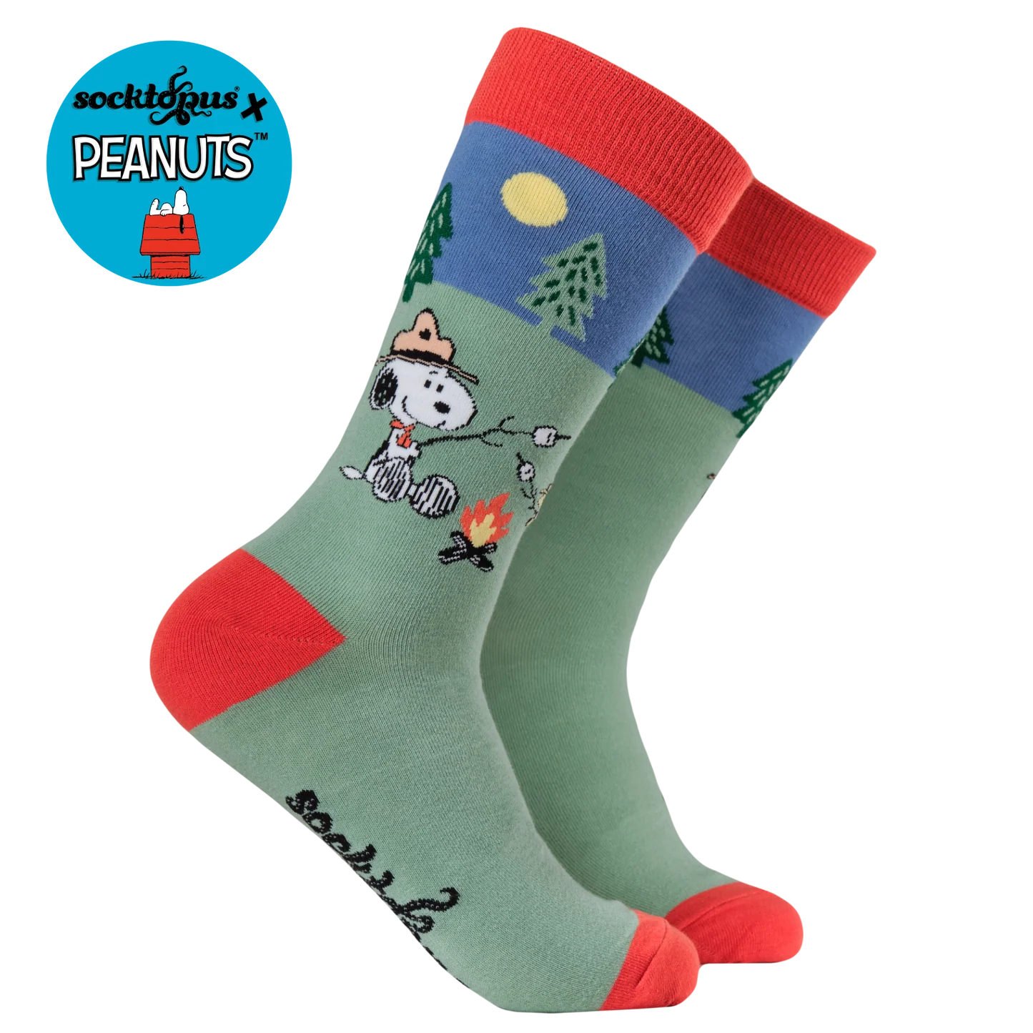 Socktopus peanuts happy campers  (green) size 9-12 - Adult - Socks