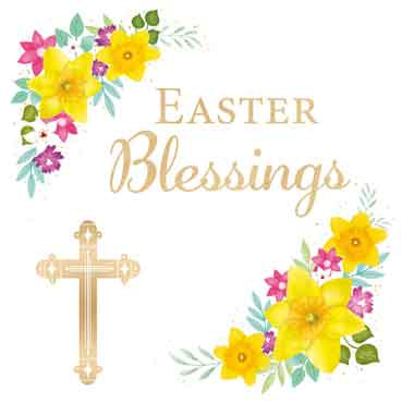 This pack of 4 Easter cards has a simple but relevant design; a cross in one corner and spring flowers in two more. The words 