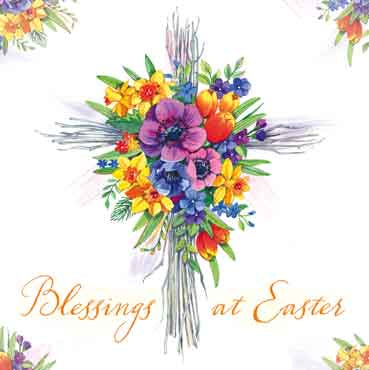 This pack of 4 Easter cards has a wonderful sketch of a rustic cross decorated with spring flowers. 
