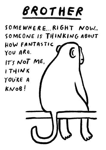 Brother, I think you're a knob - funny birthday card