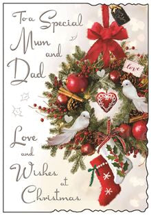 Mum & Dad (wreath) - Christmas Card