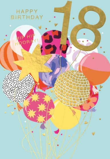 Hip Hip Hooray -18th Birthday card