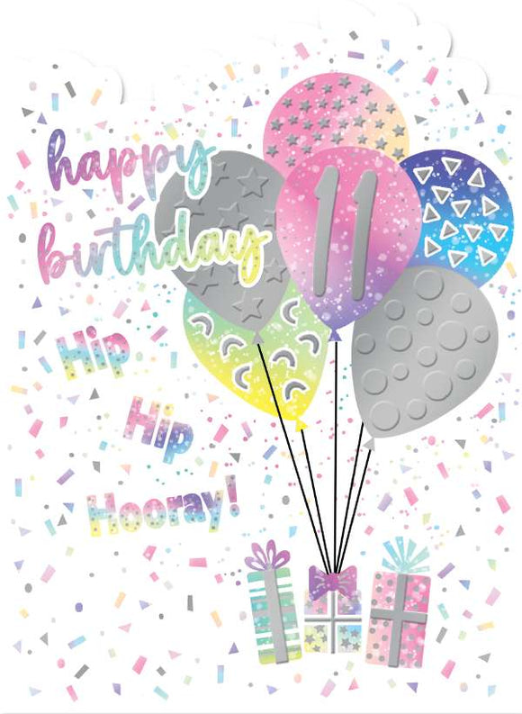 Hip Hip Hooray 11  Birthday card