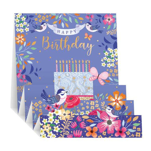 Cake and birds - Pop- up birthday card