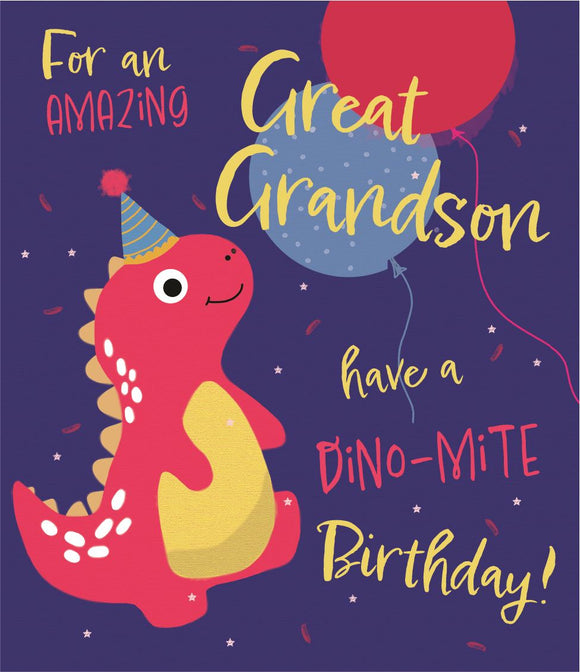 Great-Grandson, Dino-mite birthday- birthday card