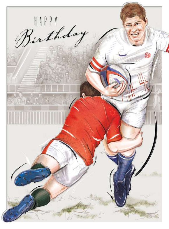 Rugby tackle - birthday card