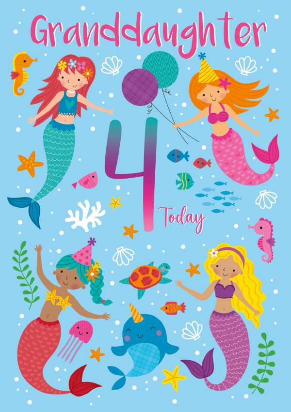 Granddaughter 4th  Birthday card