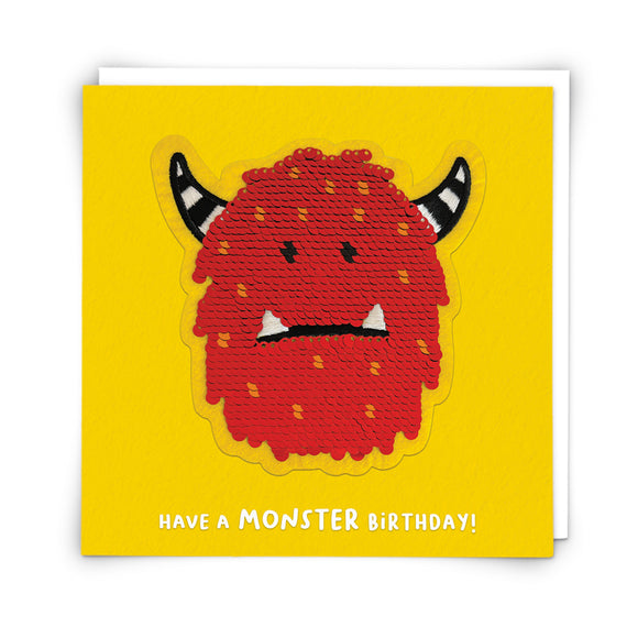 Monster Sequin Patch - Birthday card