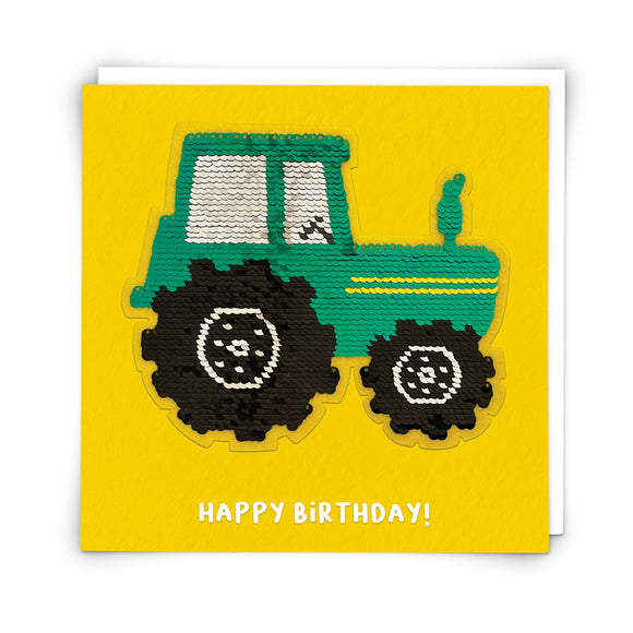 Tractor Sequin Patch - Birthday card