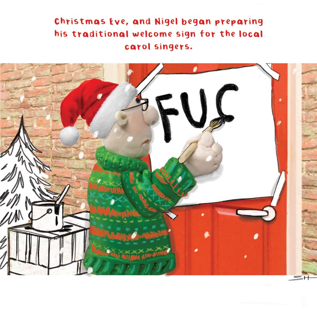 Nigel and the carol singers-  funny Christmas card