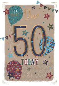 Great Dad, 50 Today -  Birthday card