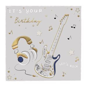Guitar and headphones  - Birthday card
