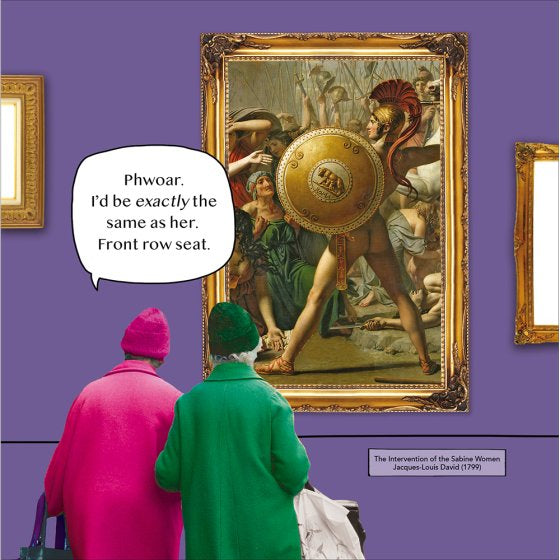 Intervention of the Sabine women - Irene and Gladys funny greetings card