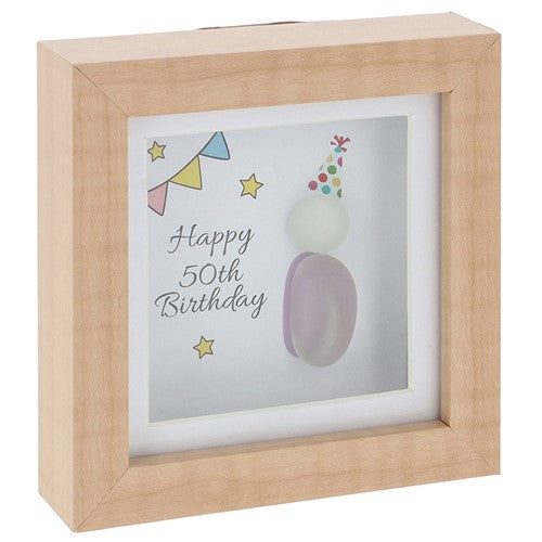 Happy 50th birthday- Pebble Glass art