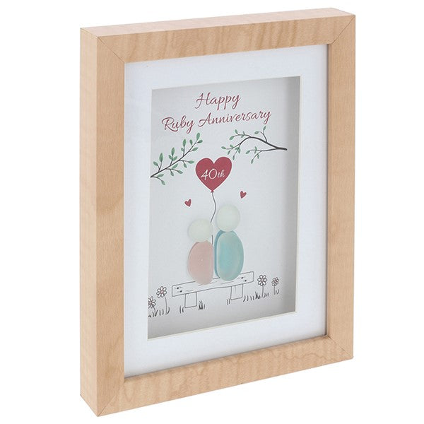 Happy Ruby Anniversary- pebble glass art