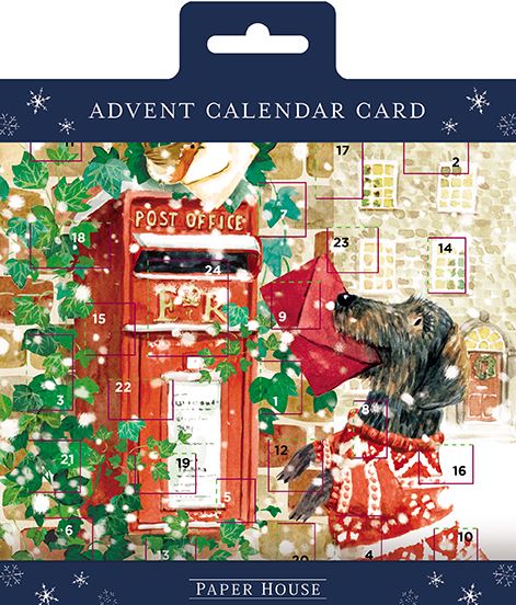 Dog & Robin- Advent Calendar Card