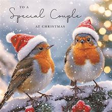 Festive Robins, special couple - Christmas card