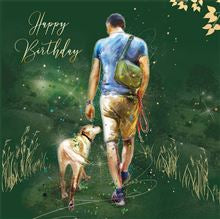 Walking the dog - birthday card