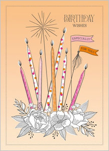 Floral decoration with candles- Birthday card