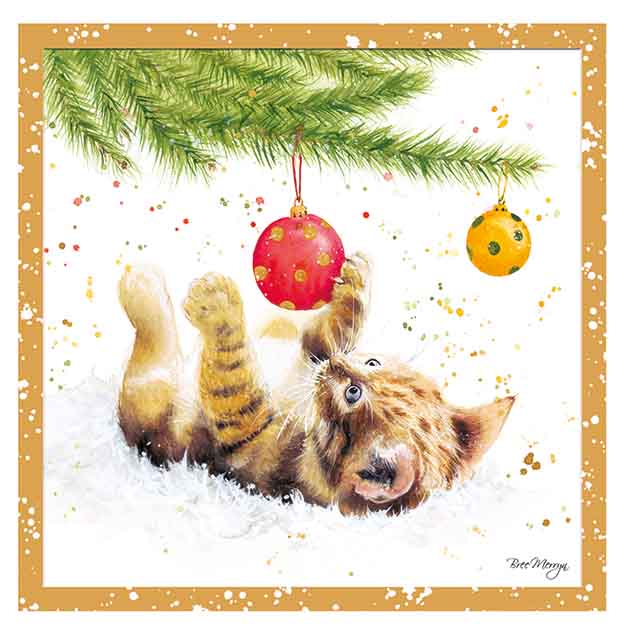 Kitten with bauble - Bree Merryn Christmas card