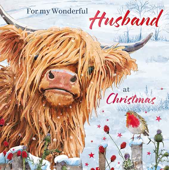 Husband, Highland cow - Christmas card