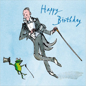 Dancing man and frog - Quentin Blake birthday card