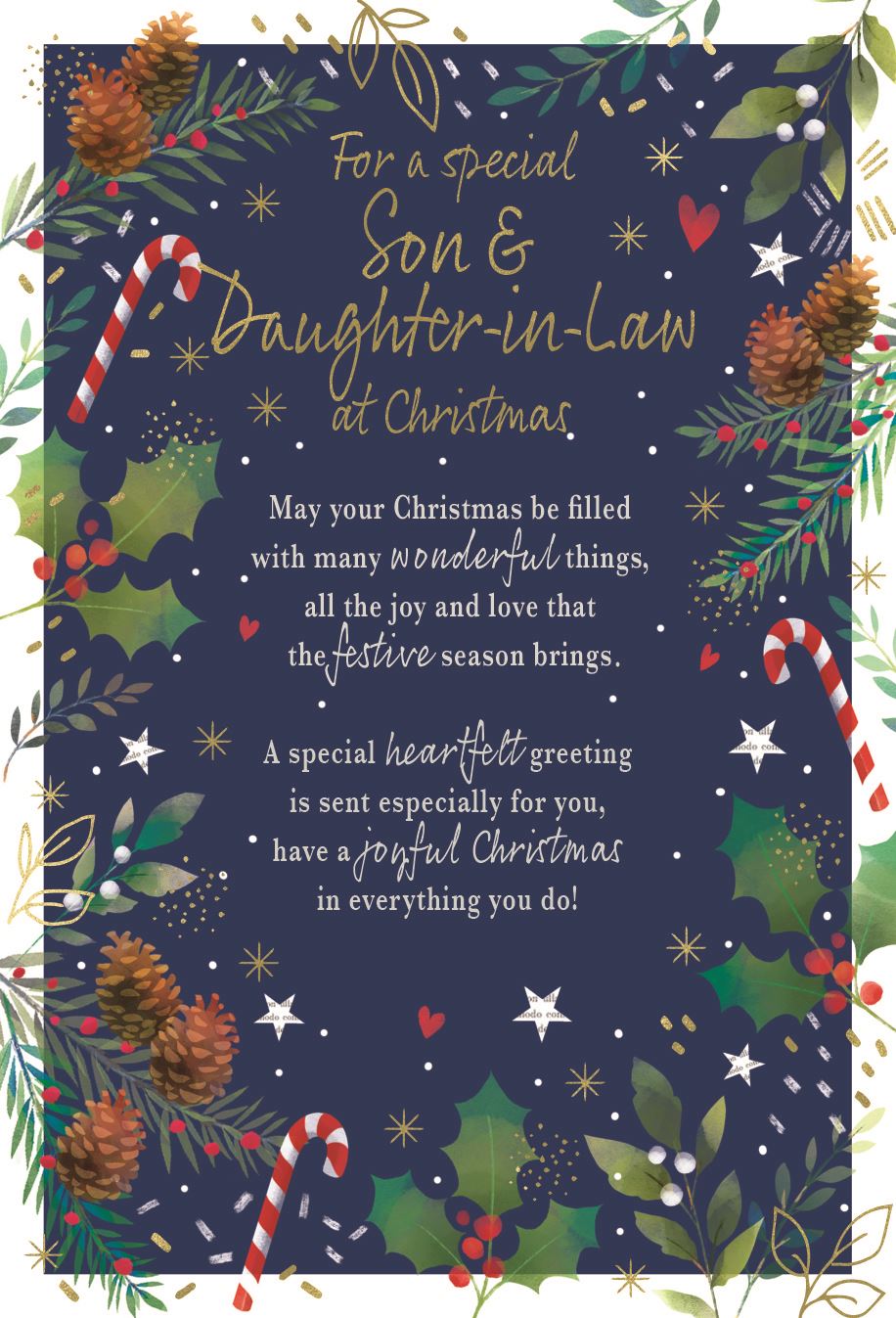 Son & Daughter -in-law, sentiment - Christmas card