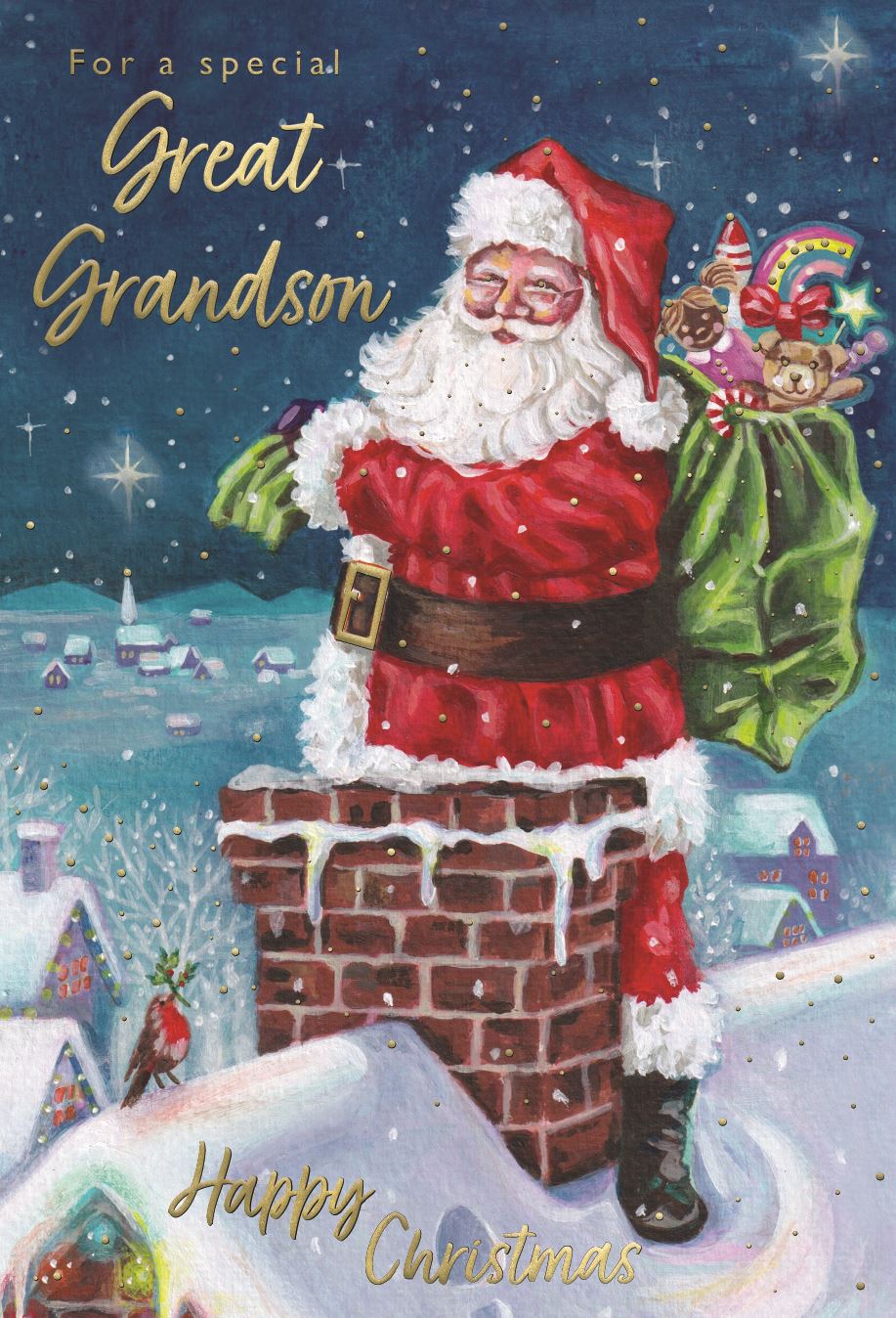 Great-Grandson, Santa - Christmas card