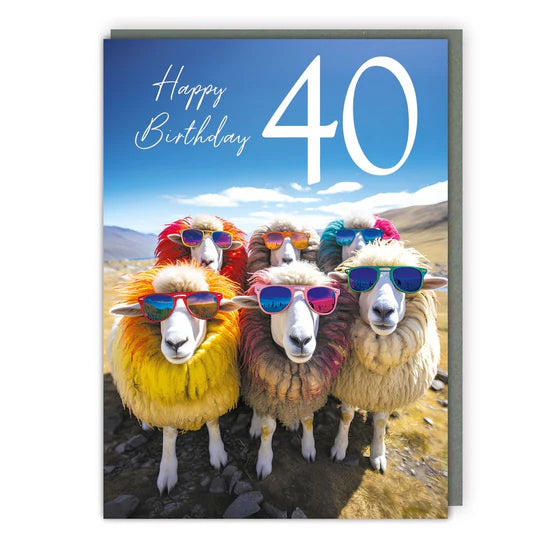 Colourful sheep, 40 - birthday card