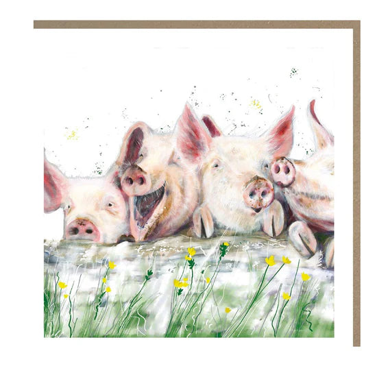 Happy Hogs  by Julia Pankhurst - Blank greetings card