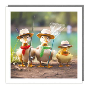 Ducks go fishing - blank card