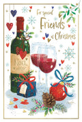 Special Friends, wine -Christmas card