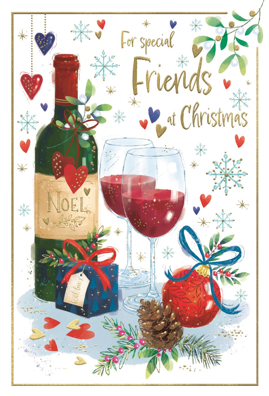 Special Friends, wine -Christmas card