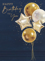 Gold balloons - birthday card
