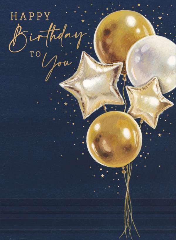 Gold balloons - birthday card