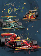 Racing cars - birthday card