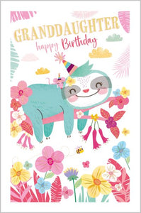 Granddaughter, sloth - birthday card