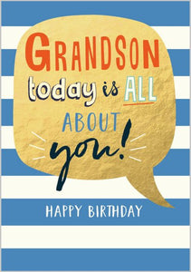 Blue Stripe, Grandson - birthday card