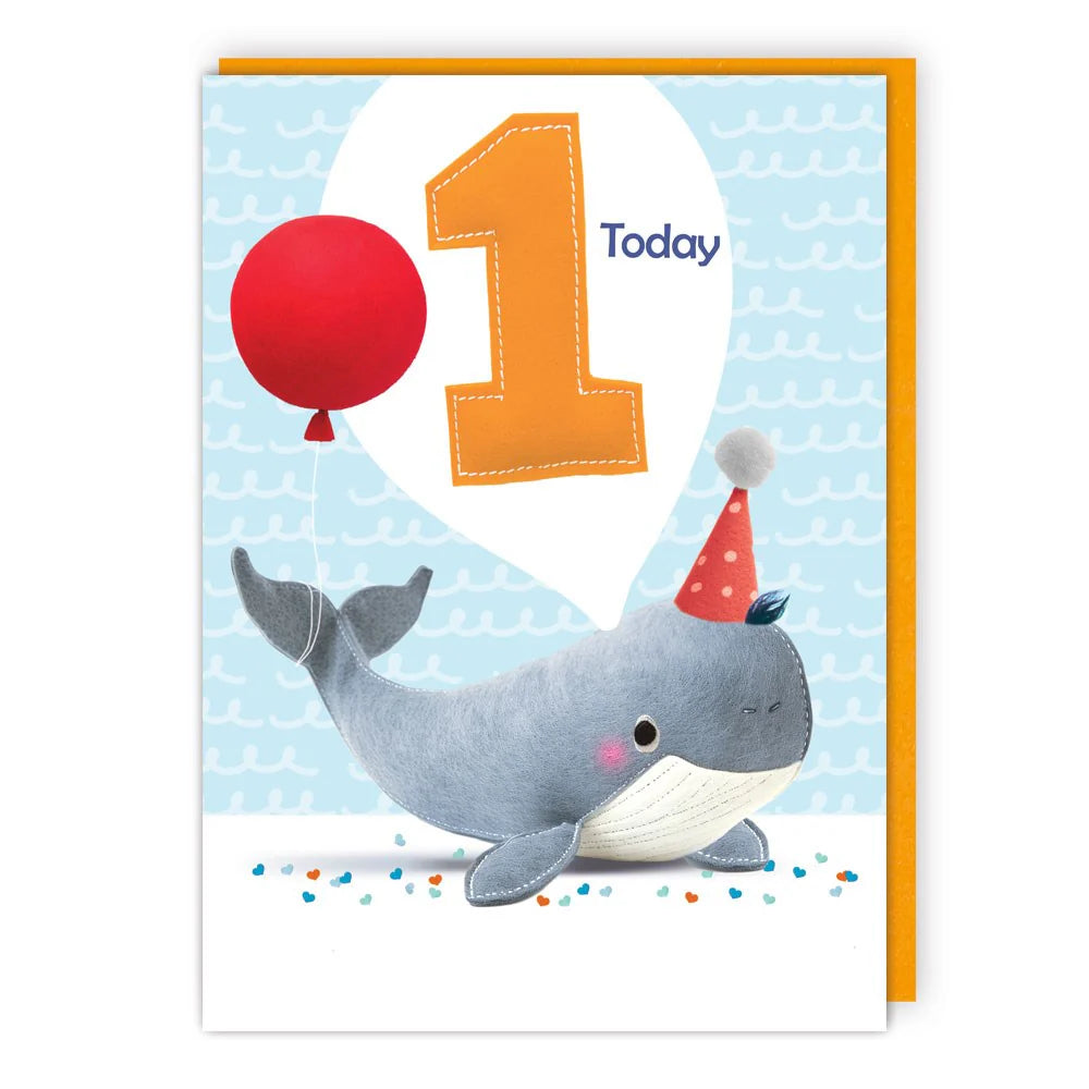 Felt whale - 1st  Birthday card