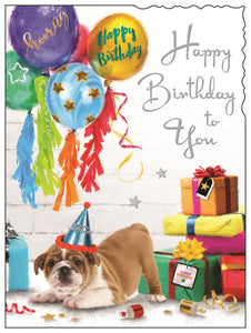 Bulldog party - Jonny Javelin birthday card